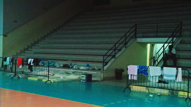 Sportska dvorana u Cataniji u koju vlasti smještaju izbjeglice.<br>