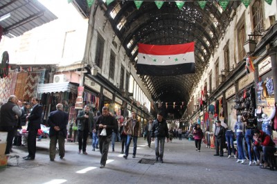 Souk (bazar) pokraj Umejadske džamijie u Damasku<br>