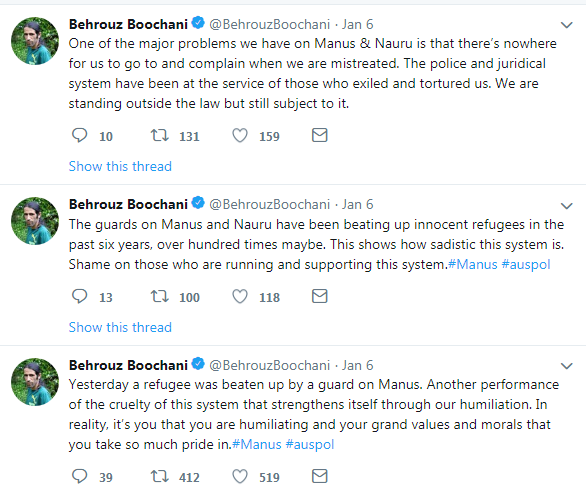 Tweetovi Behruza Boochanija